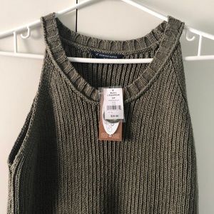 knit olive green tank